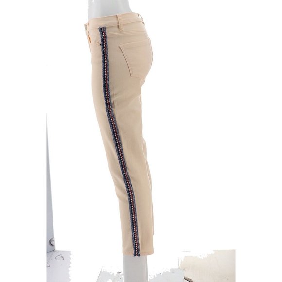 NWT DG2 DIANE GILMAN STRETCH Bouclé STRIPE SKINNY ANKLE JEANS CREAM - Picture 3 of 12